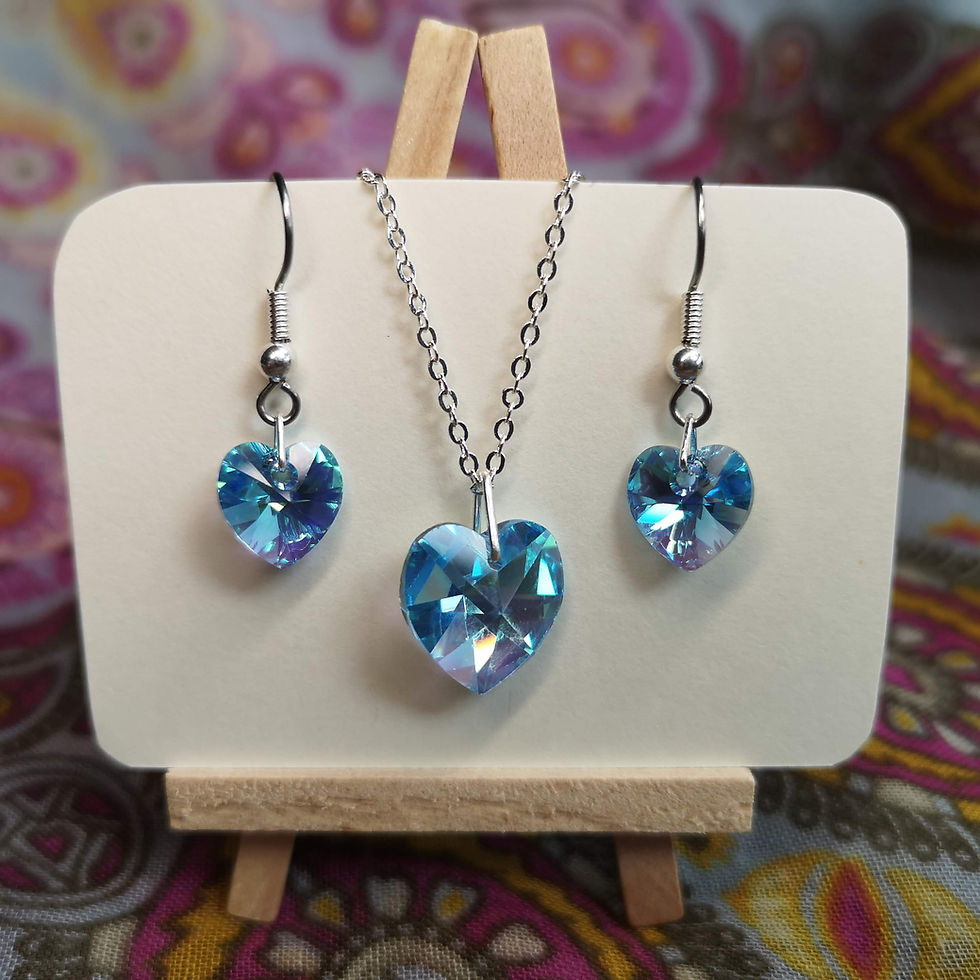'Aquamarine' Swarovski Heart Jewellery Set
