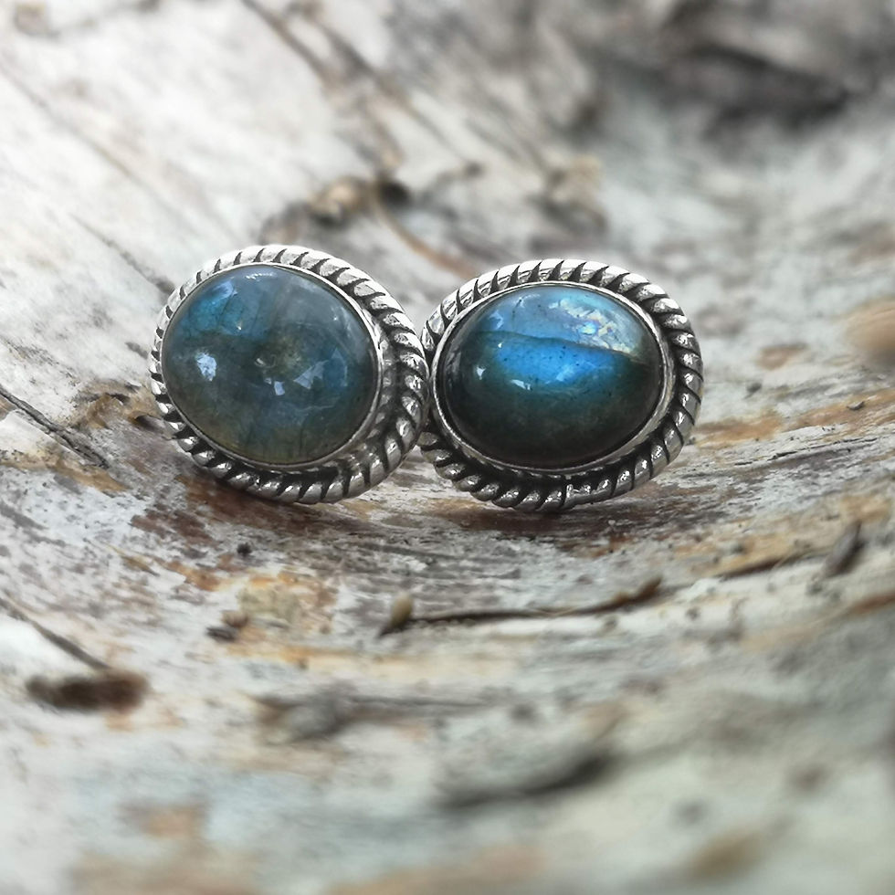 Silver Labradorite Stud Earrings