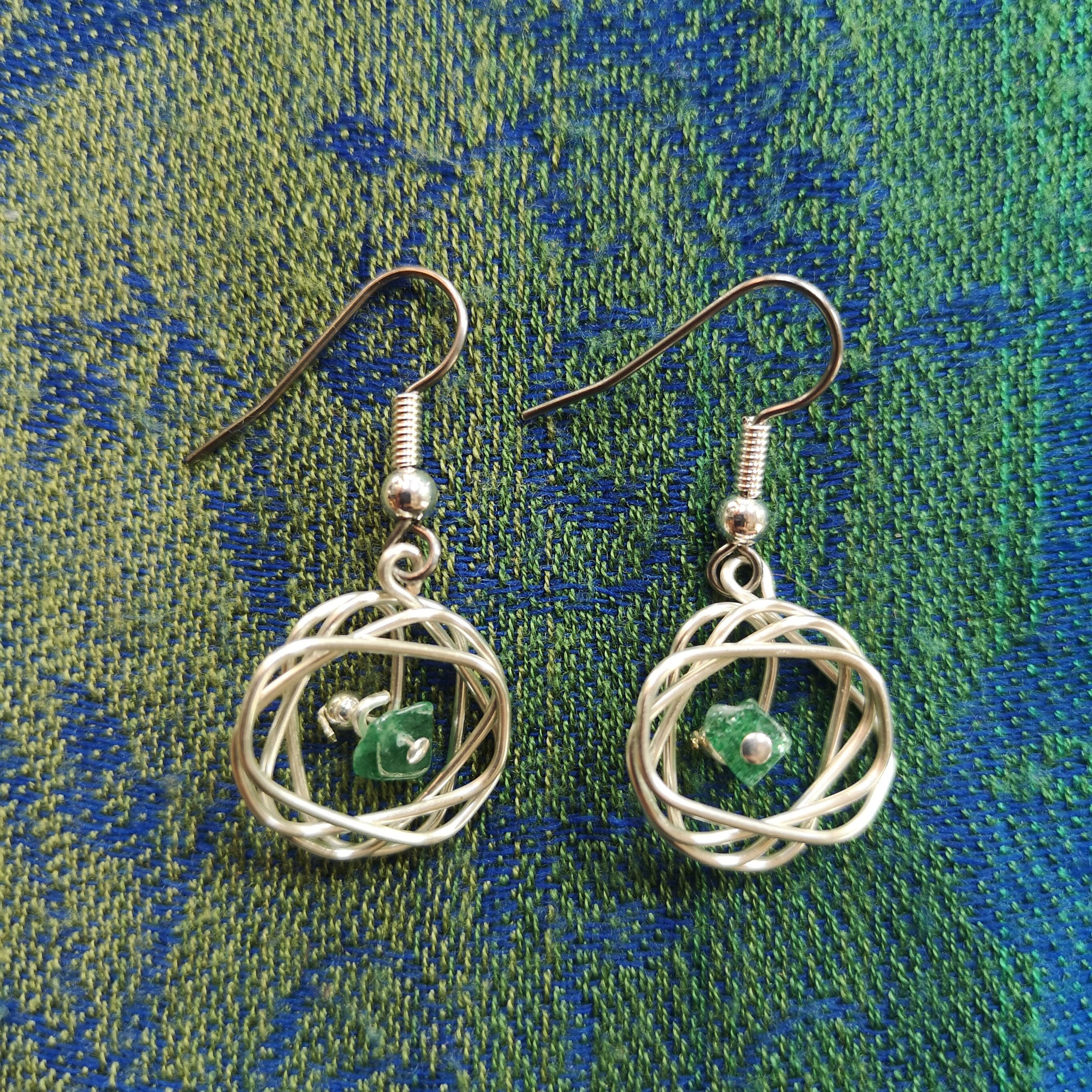 Cancer Green Aventurine Squiggle Earrings