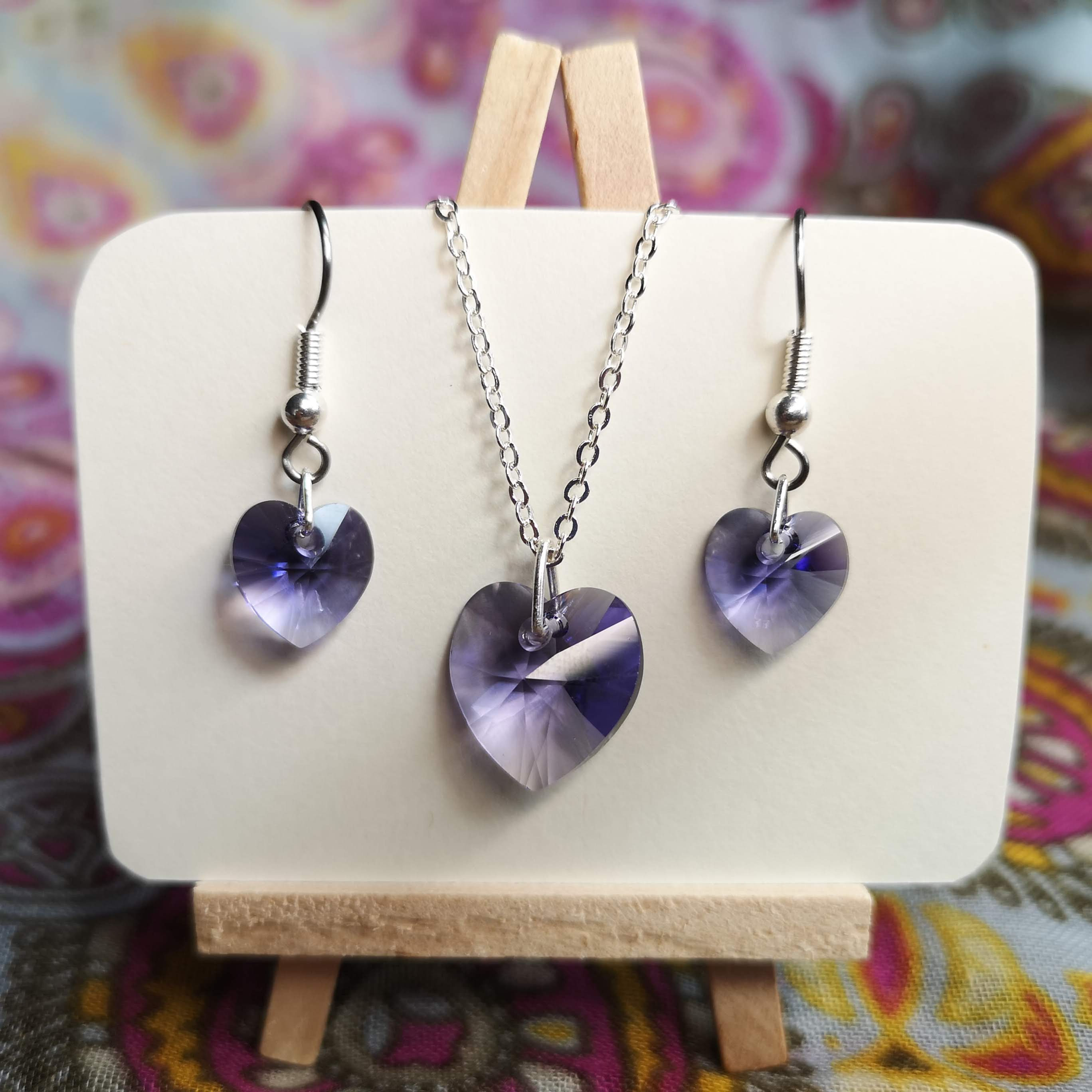 'Tanzanite' Swarovski Heart Jewellery Set