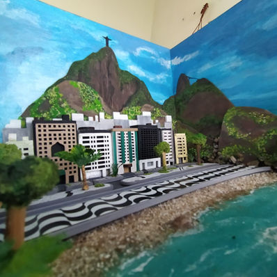 Miniatura diorama orla da praia de Copacabana Rio de Janeiro
