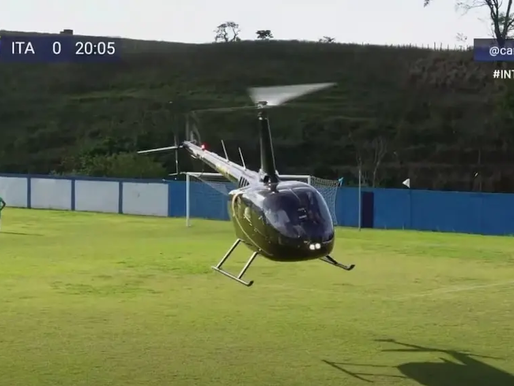 Para embarque de deputado, helicóptero pousa no gramado e interrompe partida do intermunicipal