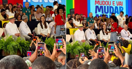 Ao lado de Janja, Lula chega a convenção do PT na Bahia