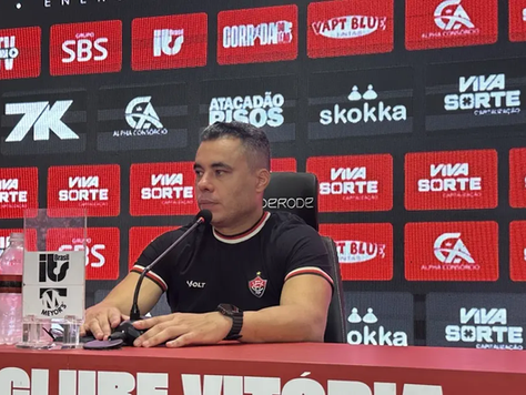 Jair Ventura elogia "primeiro tempo de almanaque" do Vitória e projeta rodagem no elenco para a Copa do Nordeste