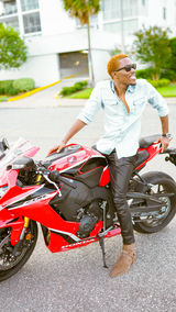 Majiye on a bike