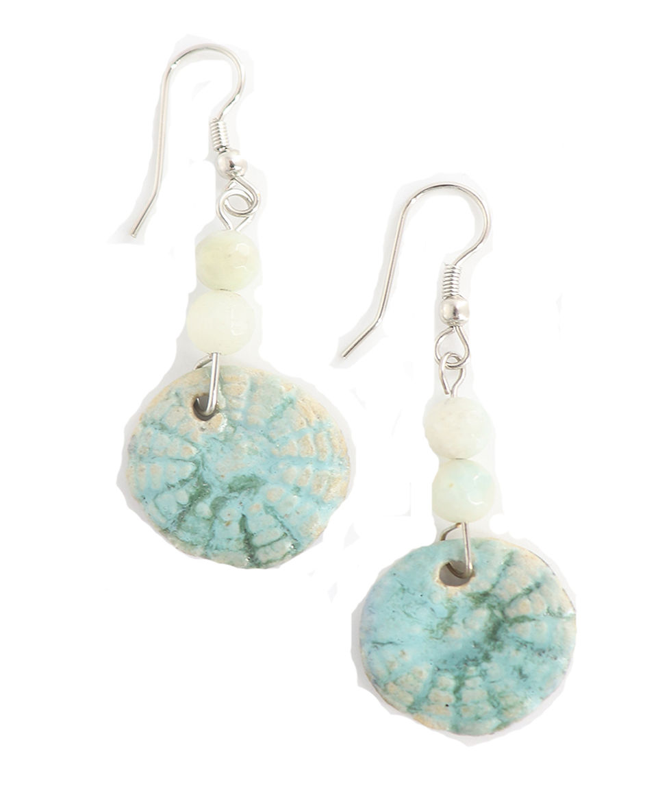 Thumbnail: Genuine Amazonite And Handmade Ceramic Dangler
