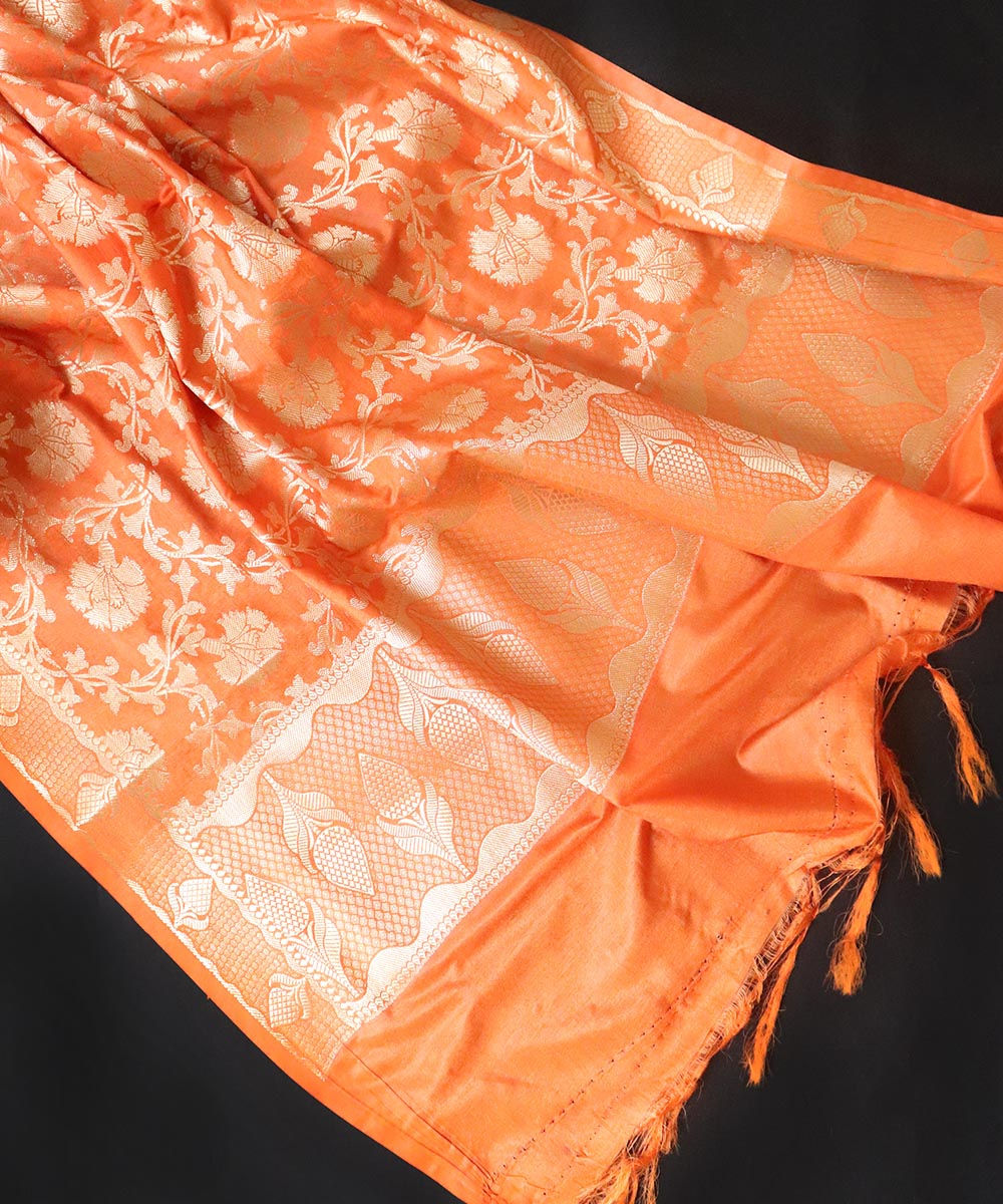 Orange Pure Katan Banarasi Dupatta