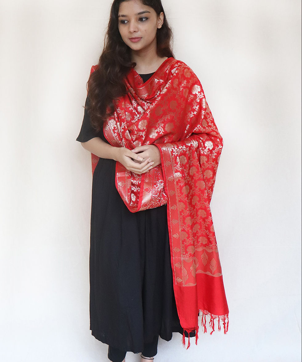 Thumbnail: Red Pure Katan Banarasi Dupatta