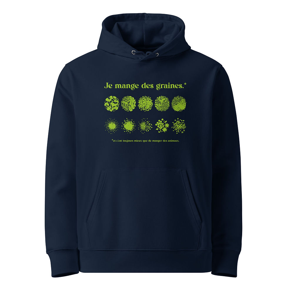 Miniature :  Hoodie unisexe - Je mange des graines - 350g
