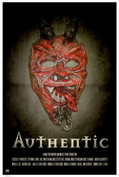 Mask of a devil with the word Authentic