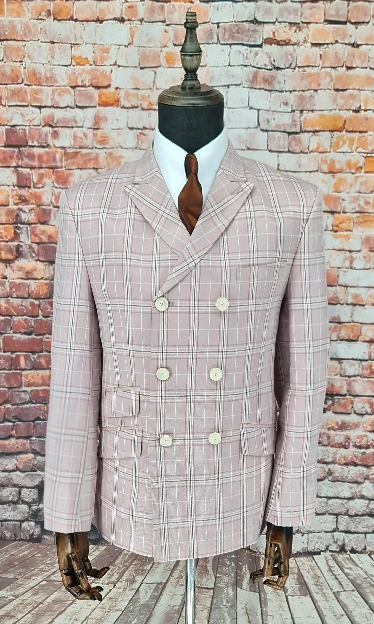 Burlington - Pink Check Double Breasted Suit.