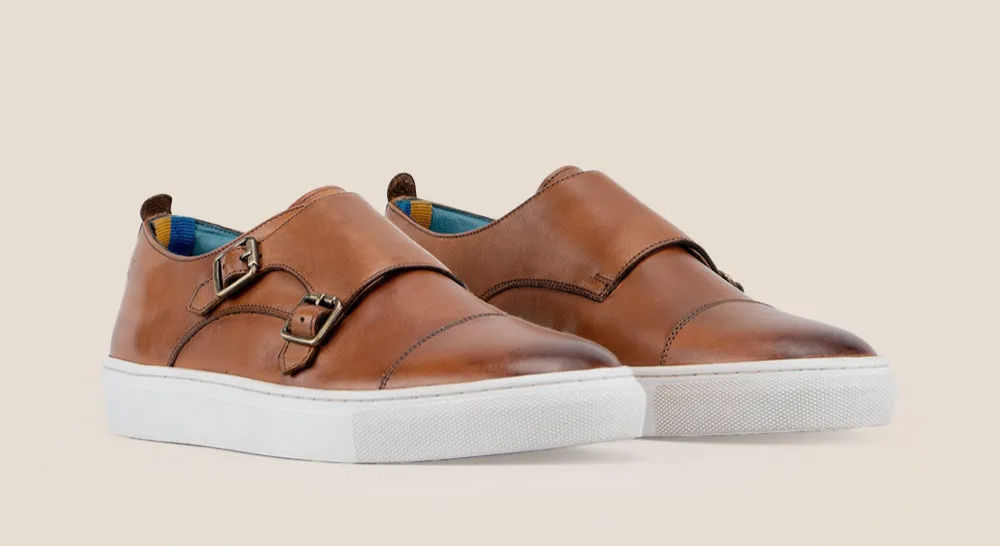 Oswin Hyde London Tan Leather Monk Casual Shoes