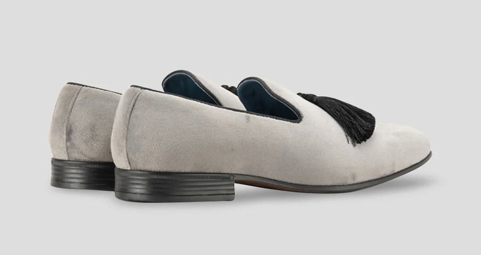 Thumbnail: Oswin Hyde London Velvet Loafers-Grey