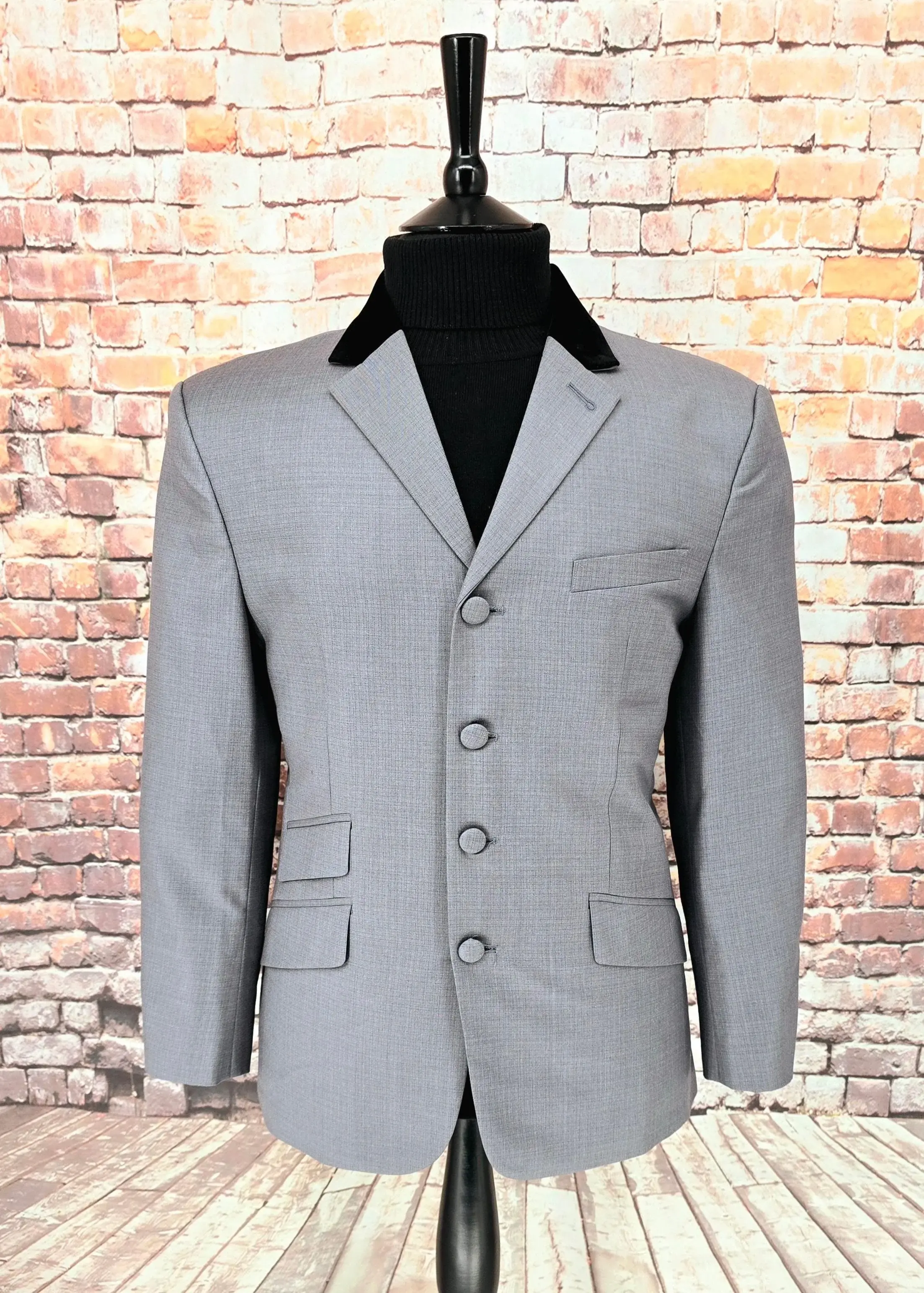 McCartney - Grey Suit With Black Velvet Collar.