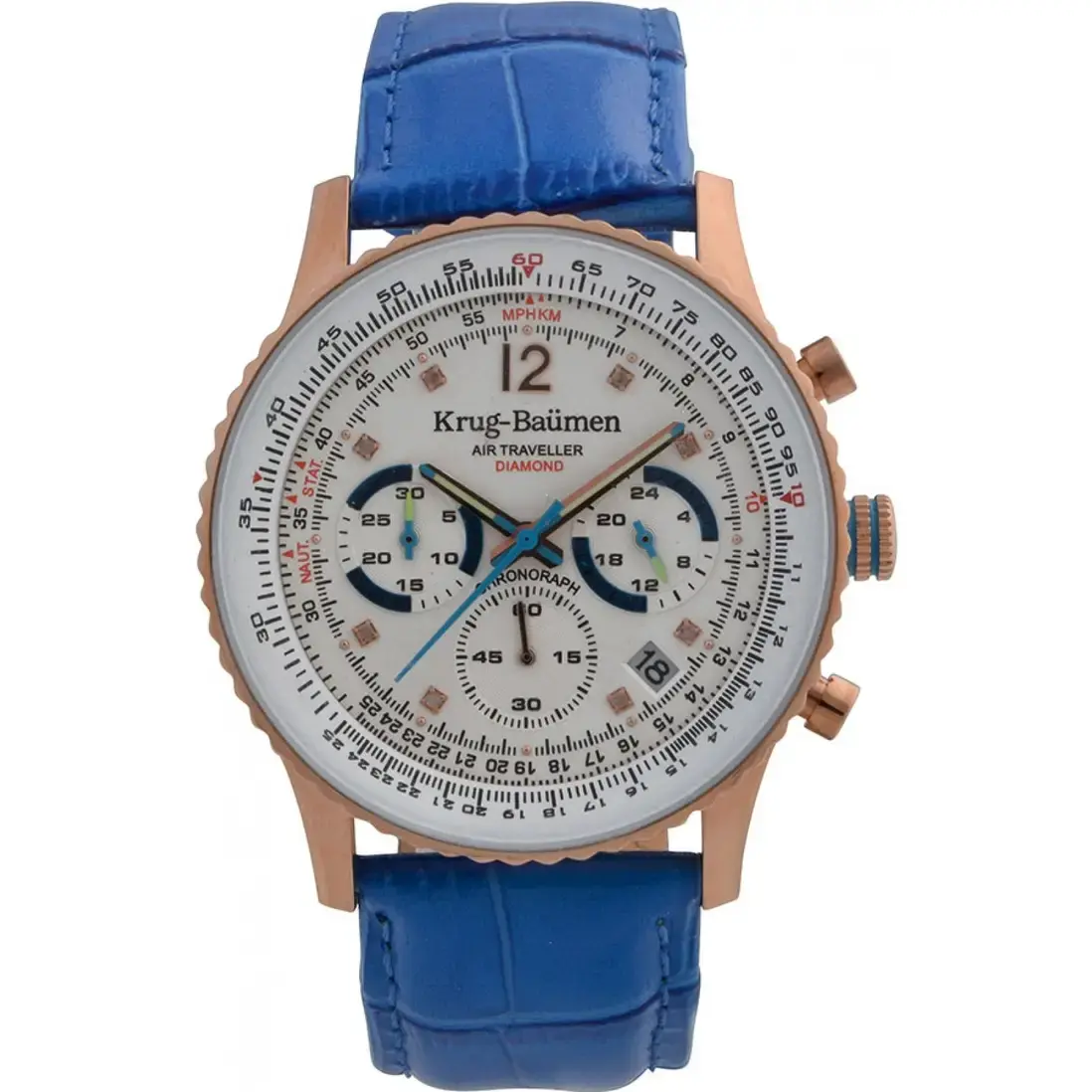 Krug-Baumen 410703DS Air Traveller Diamond 40mm Quartz Watch