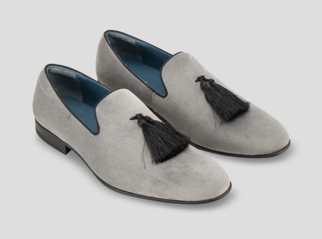 Oswin Hyde London Velvet Loafers-Grey