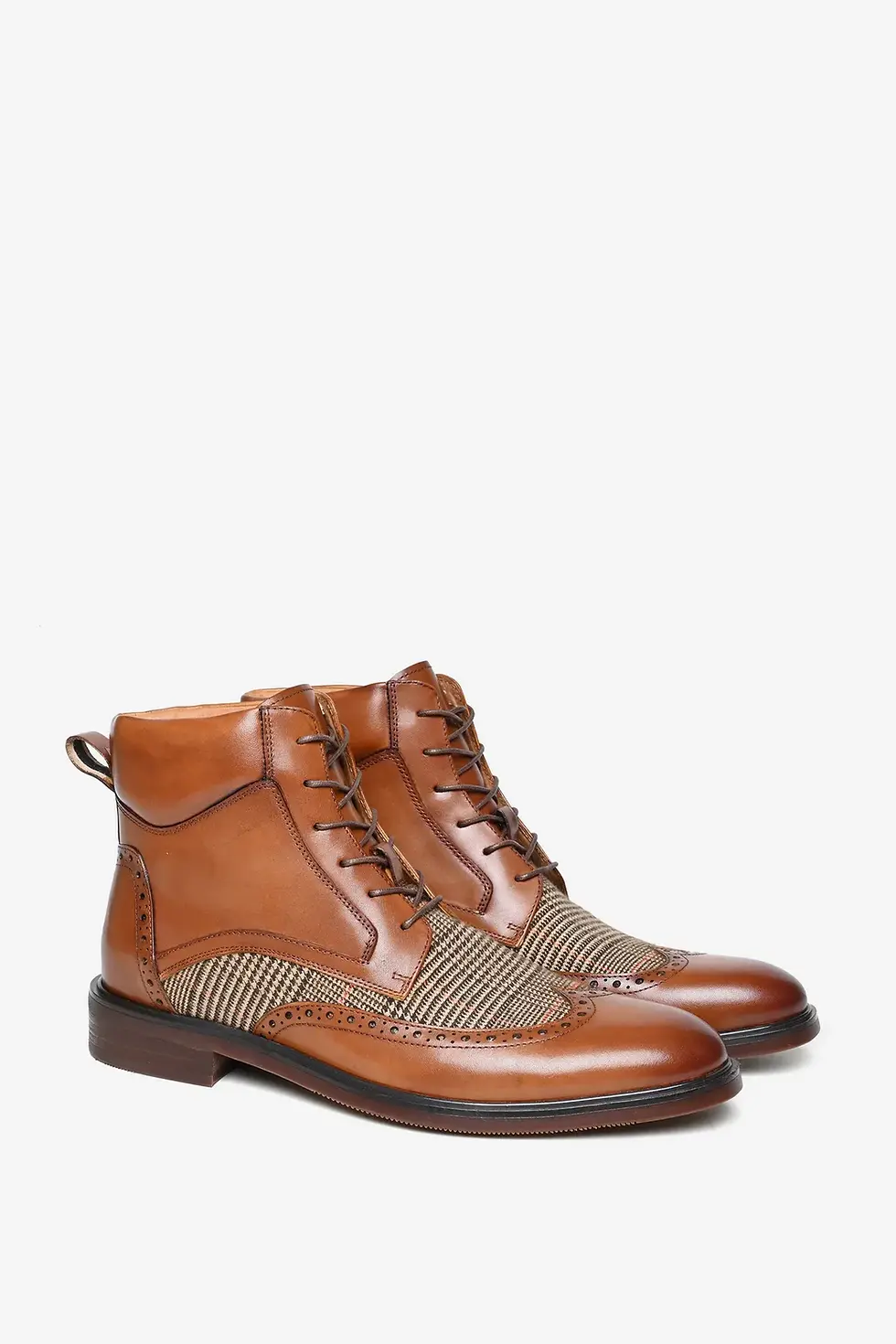 Alexander Pace Tan Leather & Prince of Wales Check