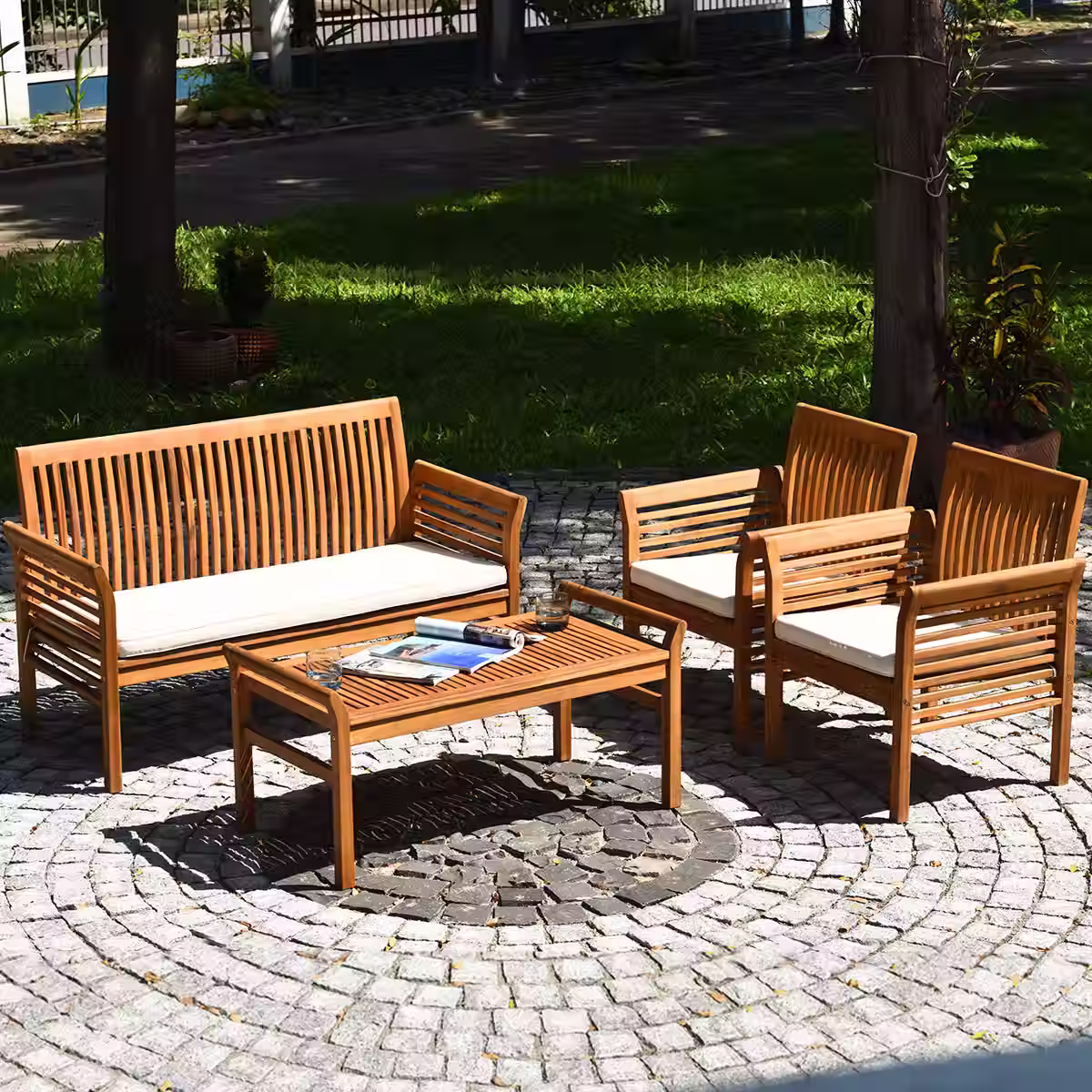 Outdoor Wooden Furniture Set (4 PCS)