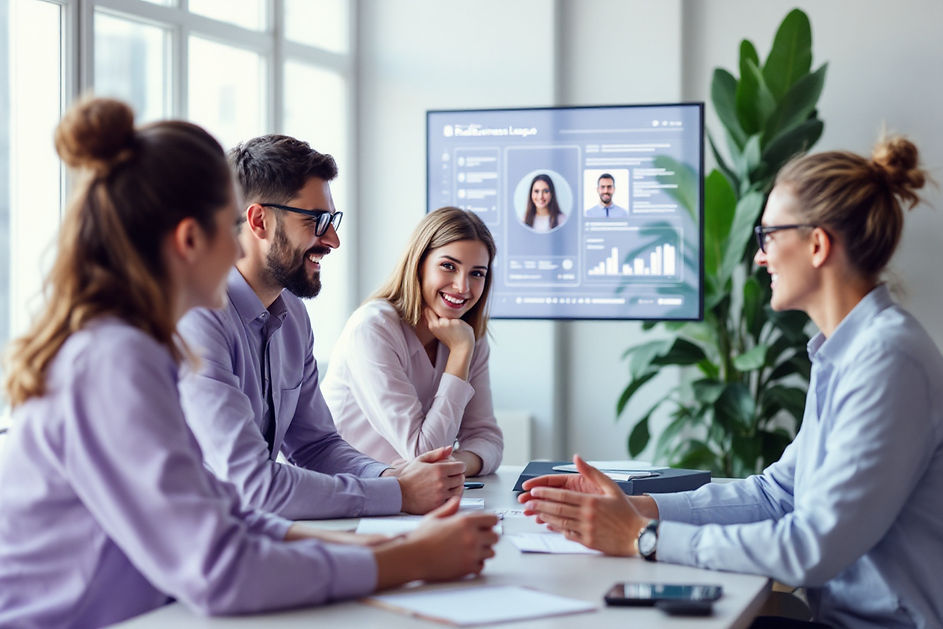 Business professionals using AI tools for business growth on the RealBusiness League platform