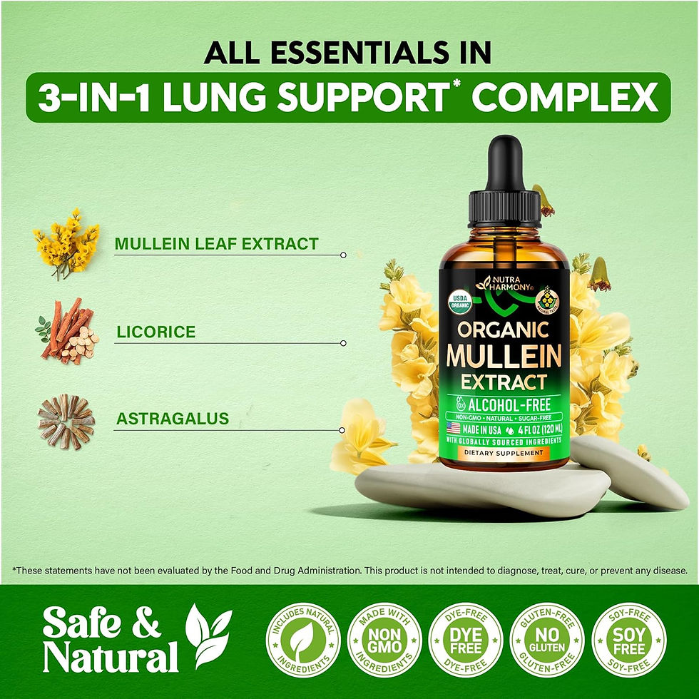 Mullein Drops for Lungs - USDA Organic Liquid - Mullein Leaf Extract Supplement