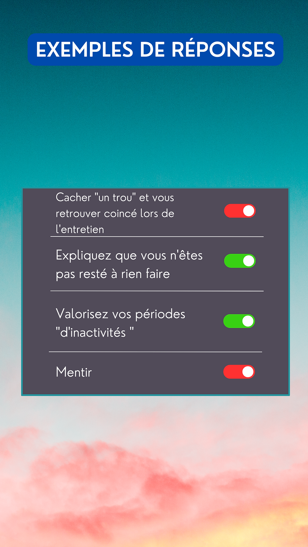réponse à comment expliquer un trou dans un cv