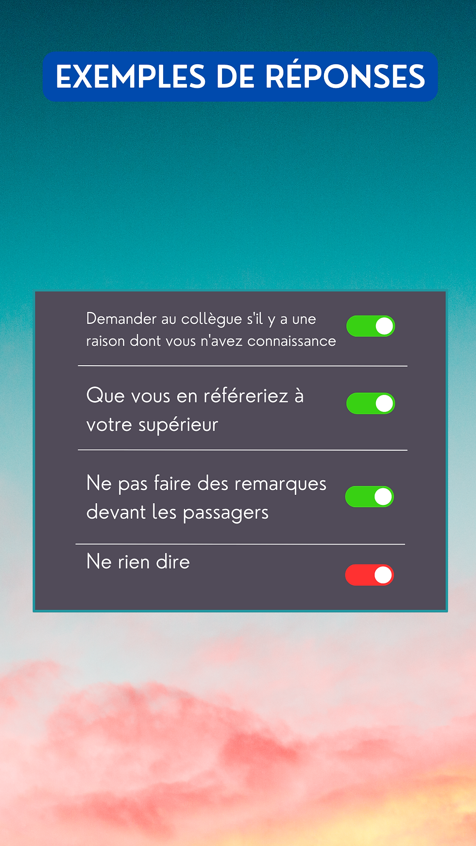 réponse à que faites vous si vous voyez un collegue ne pas suivre les procédures
