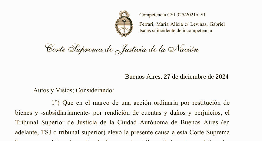 FALLO LEVINAS BOLETIN OFICIAL TRASPASO COMPETENCIAS