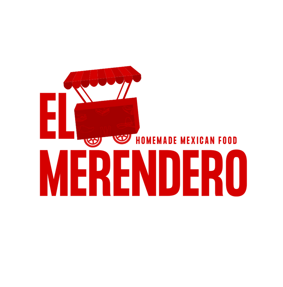Red logo for EL MERCADO featuring a striped market awning design.