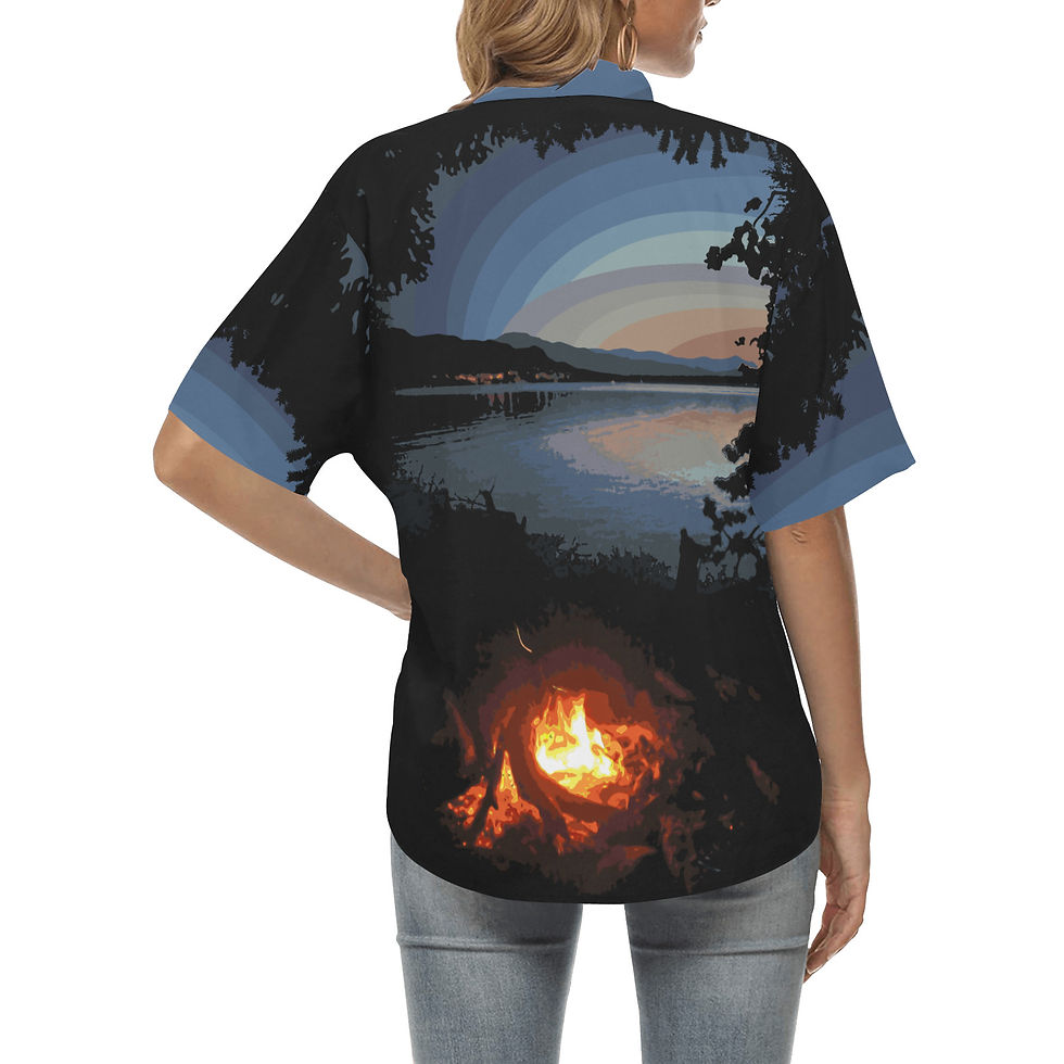 Thumbnail: Sunset Campfire on Thetis Island - Tailored-Fit Hawaiian Shirt