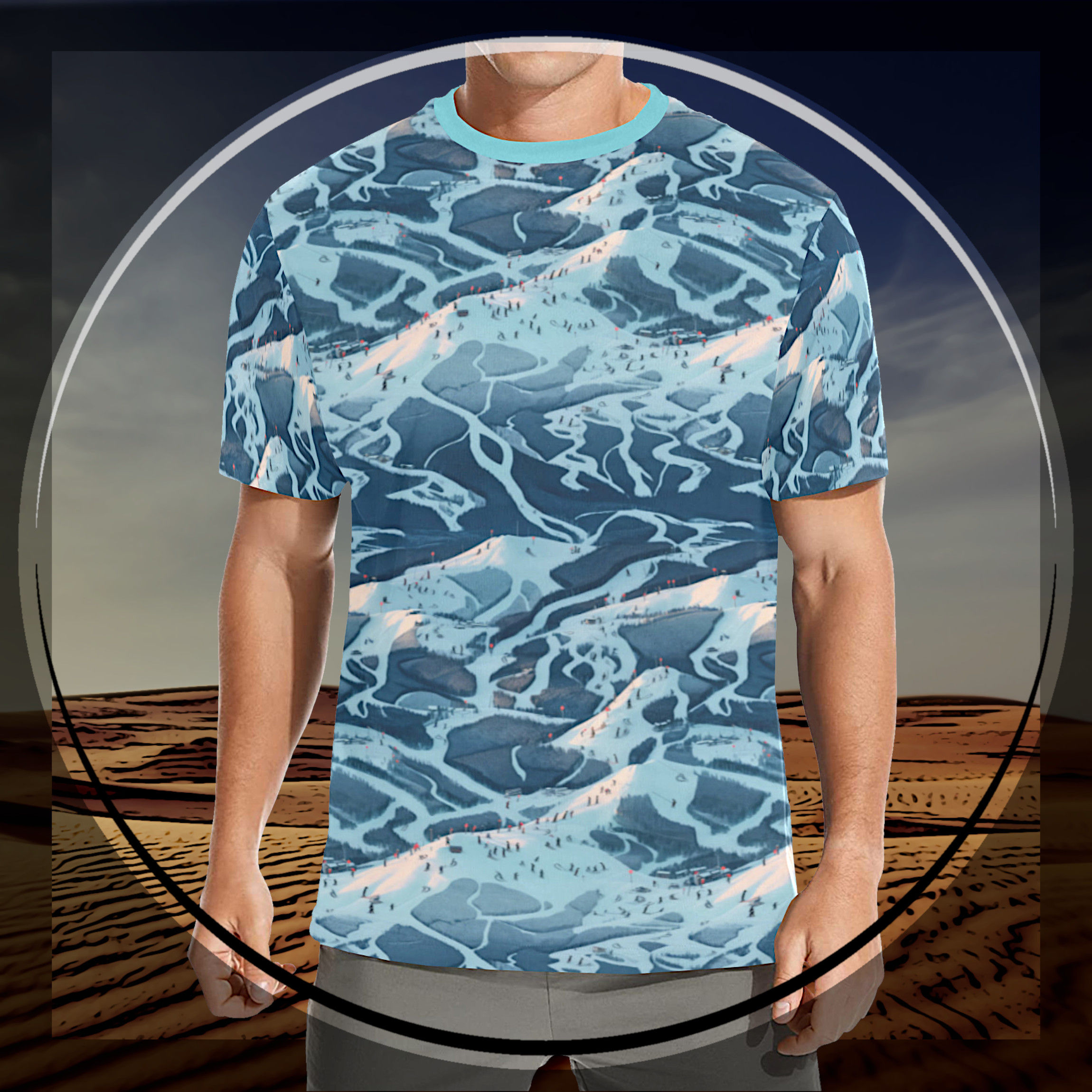 Sunrise Ski Hill Men's All Over Print Crew Neck T-Shirt(T40-2)