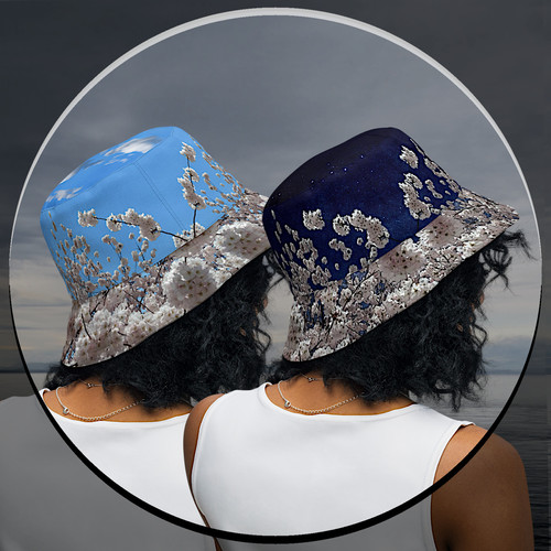 Night and Day Cherry Blossoms - Reversible Bucket Hat