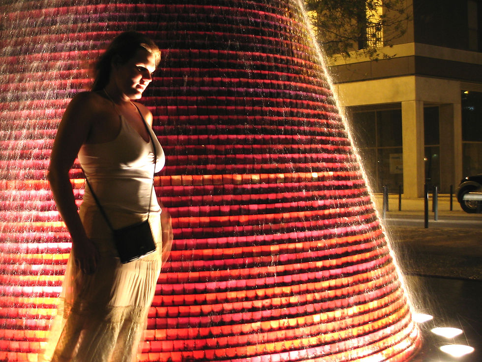 Lisbon, Portugal - Lisa is magnificent at night on the Expo grounds