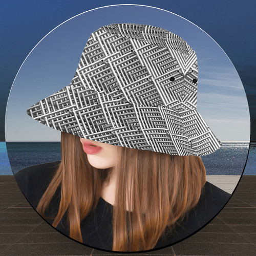 Stacked Grids - Cotton Twill Bucket Hat | LazyRiverDesignWorks