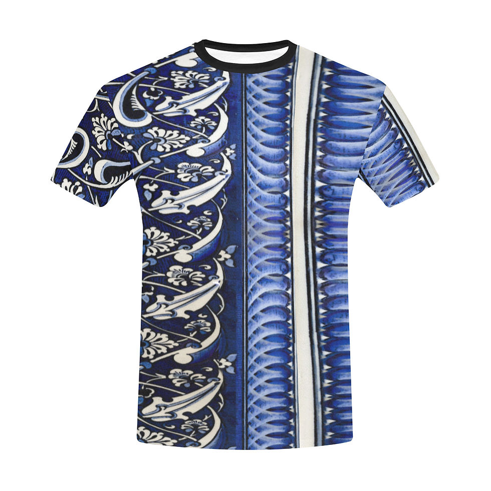 Thumbnail: Azulejos Plate 1 Line - All Over Print Crew Neck T-Shirt