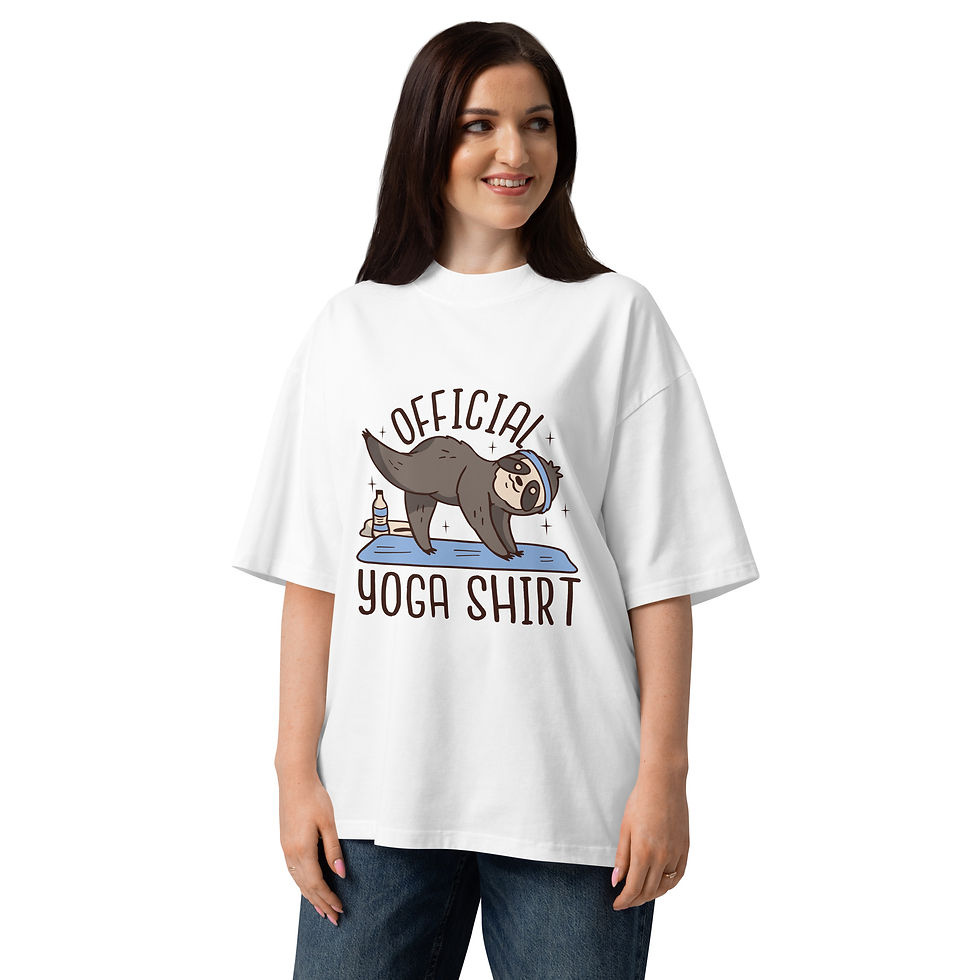 Thumbnail: Yoga Sloth oversized high neck t-shirt