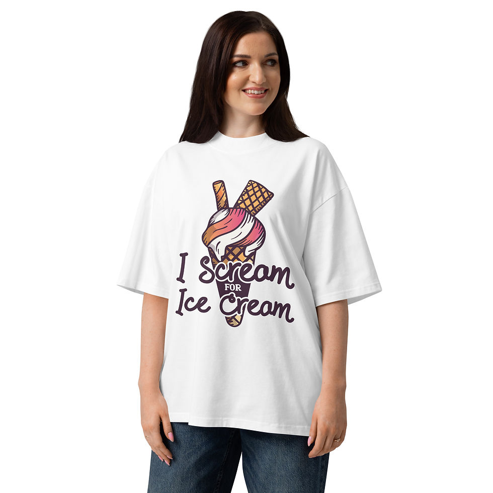Thumbnail:  I scream for IceCream Unisex organic oversized high neck t-shirt