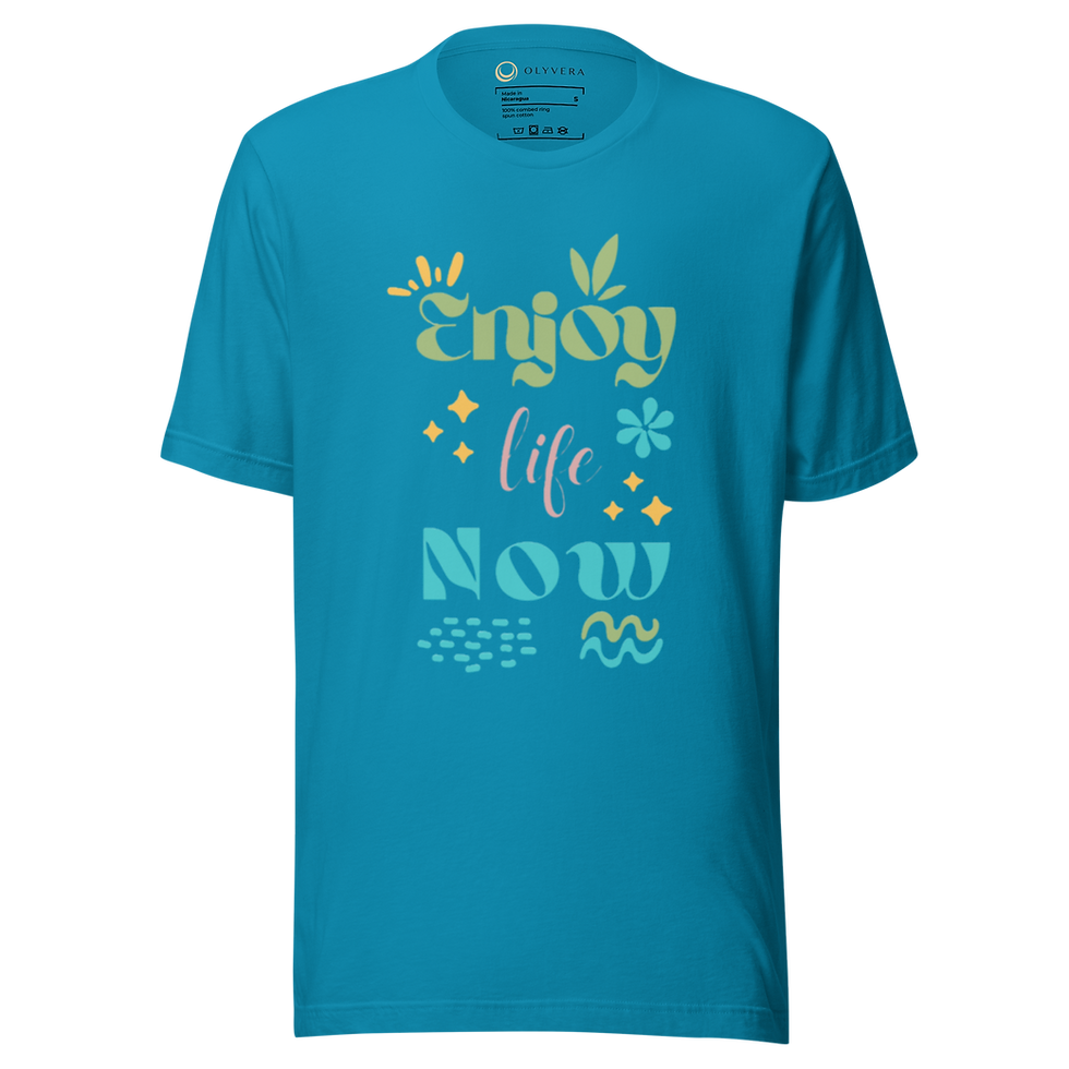 Thumbnail: Enjoy life Unisex t-shirt — Staple t shirt aqua front