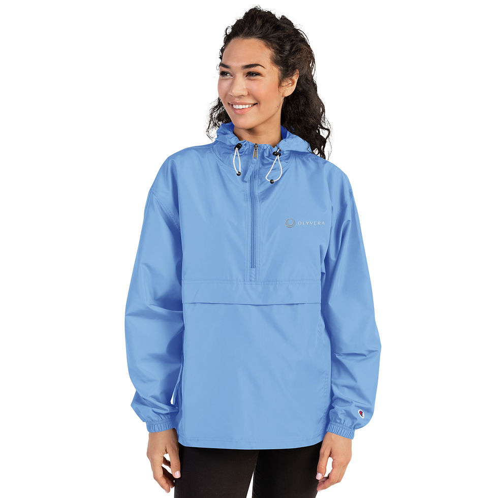 Thumbnail: Embroidered Champion Packable Jacket — Unisex anorak light blue front