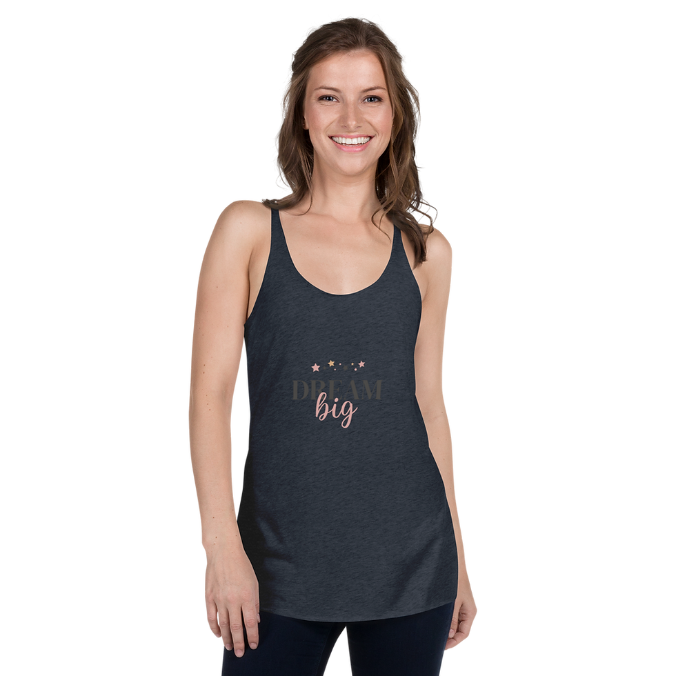 Thumbnail: Dream Big Women's Racerback Tank — Womens top vintage navy front