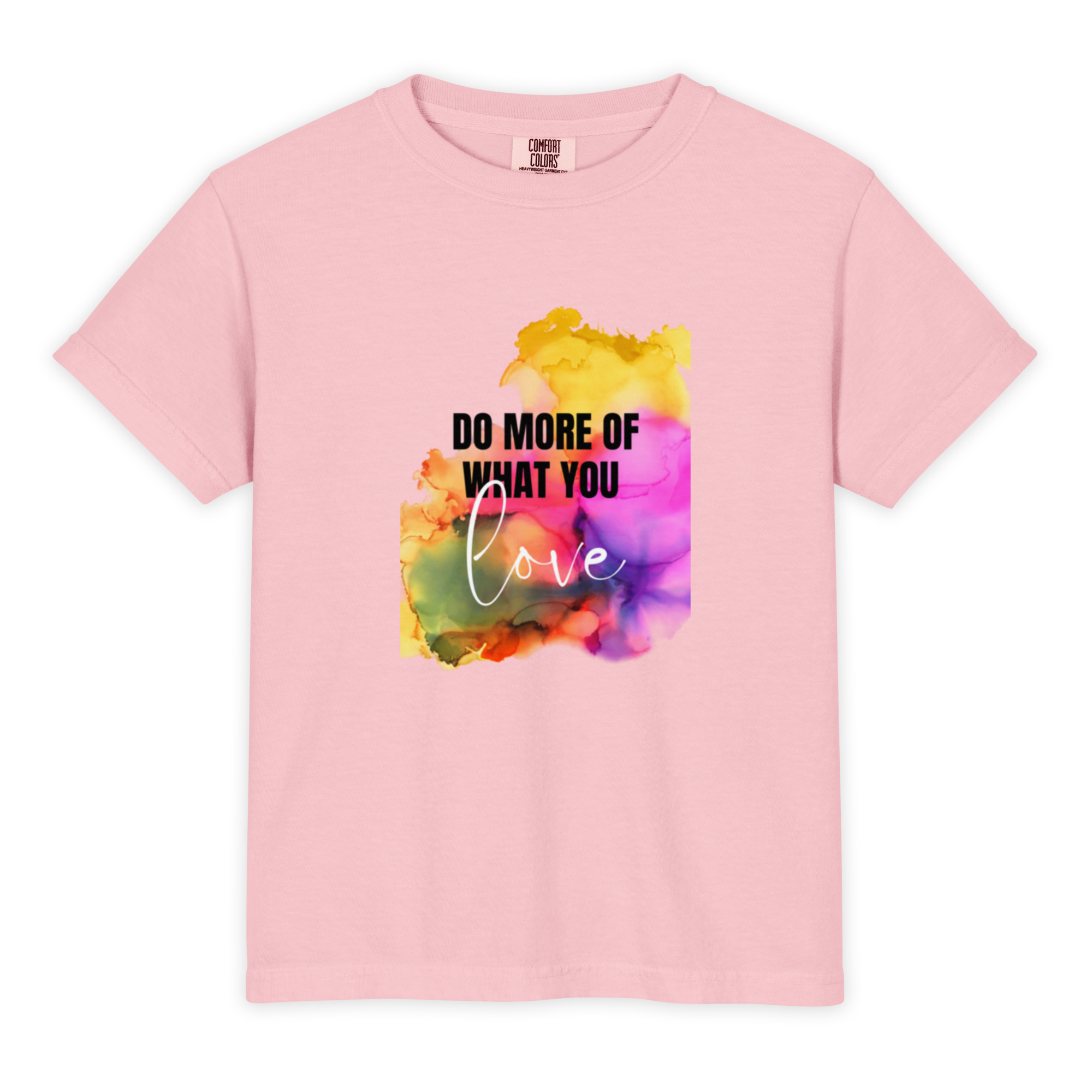 Do More of What You Love Youth Garment-Dyed Heavyweight T-Shirt — Garment dyed t shirt blossom front