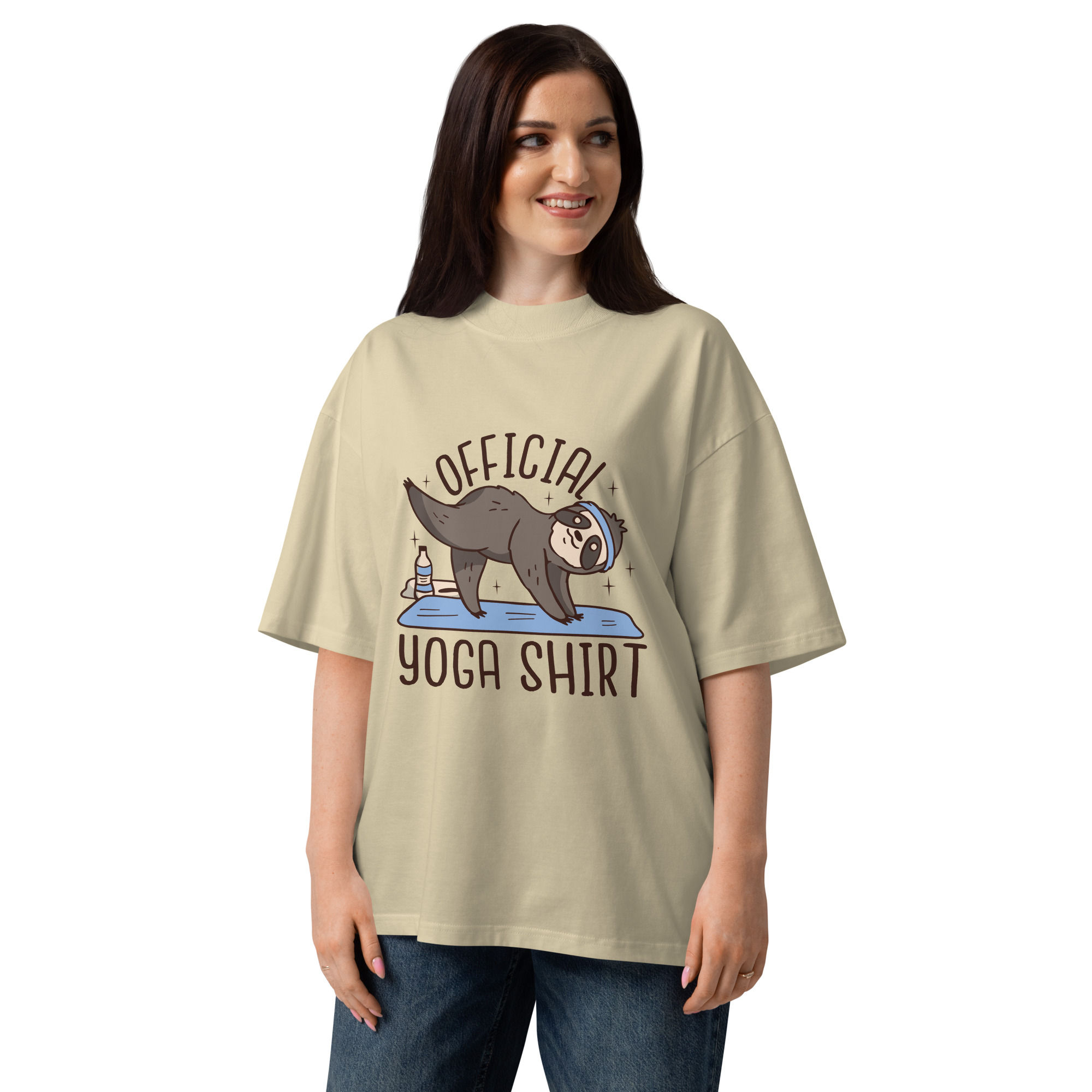 Yoga Sloth oversized high neck t-shirt