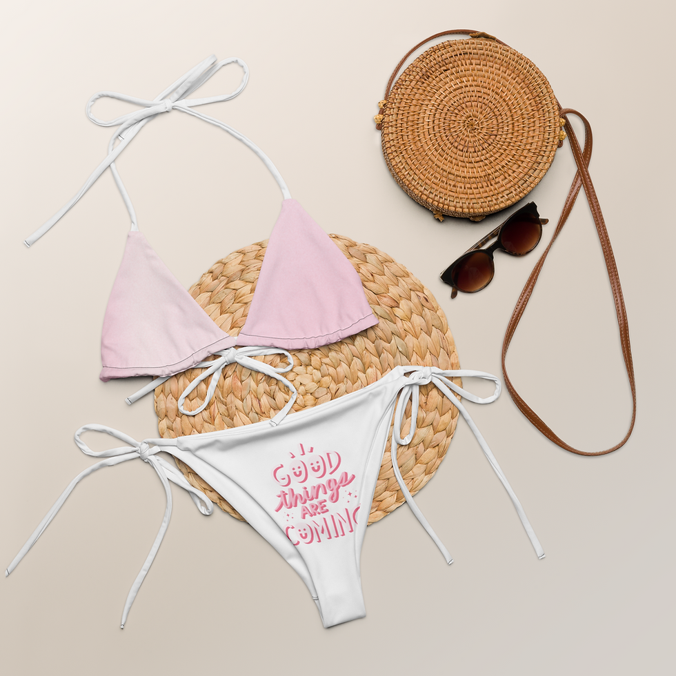 Thumbnail: All-over print recycled string bikini — All over white front