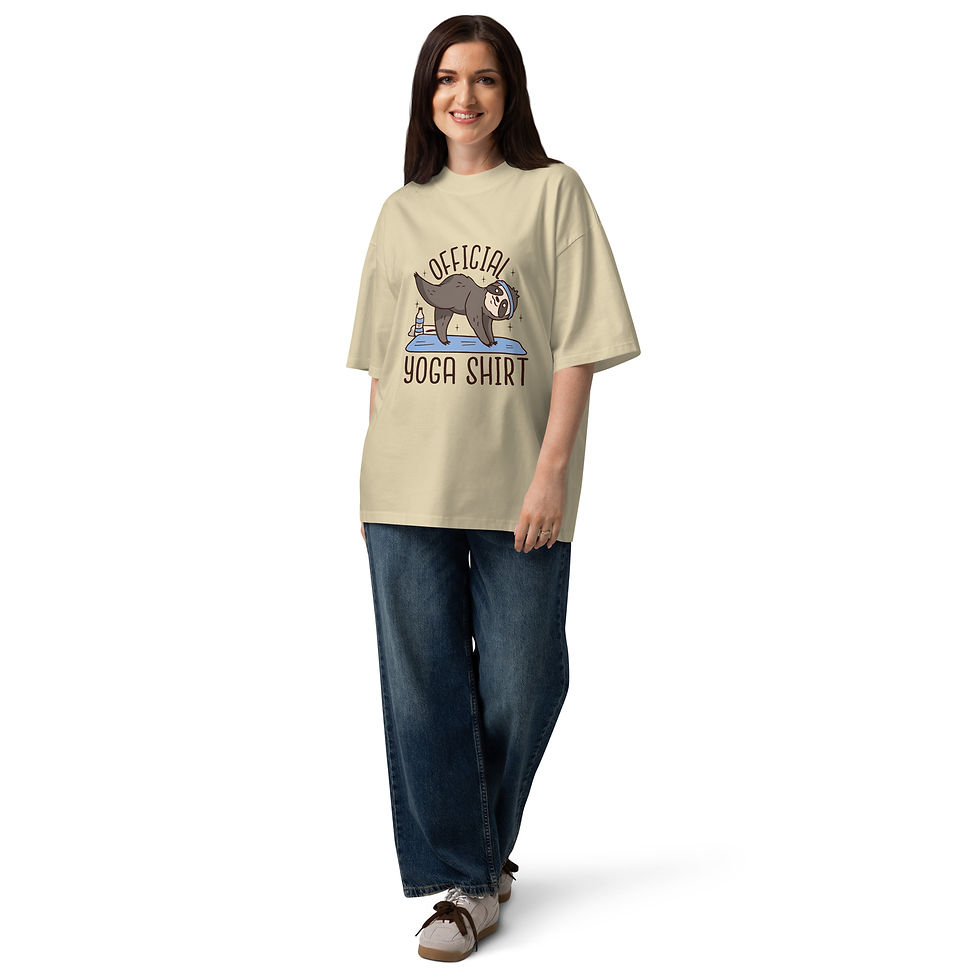 Thumbnail: Yoga Sloth oversized high neck t-shirt