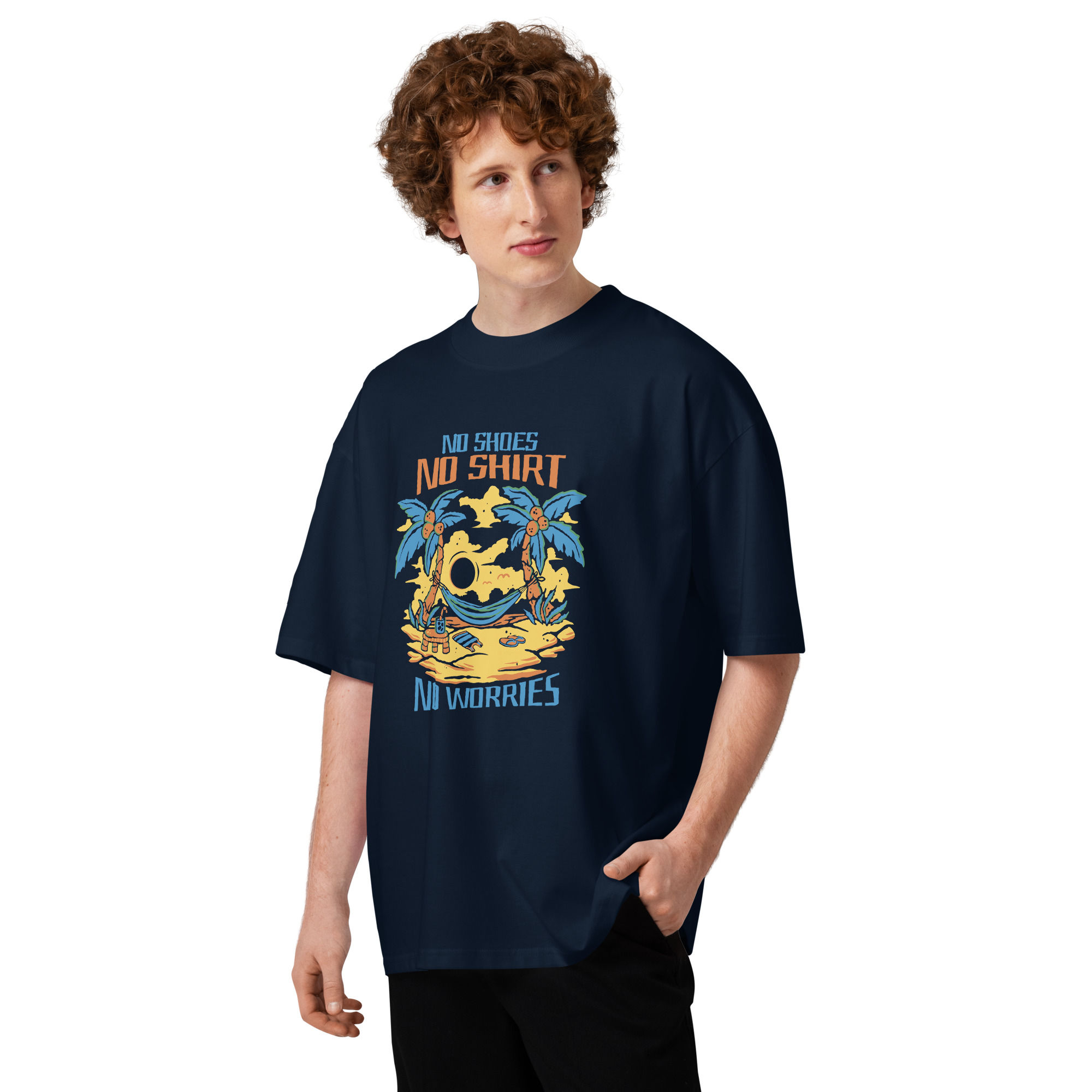 Unisex organic oversized high neck t-shirt