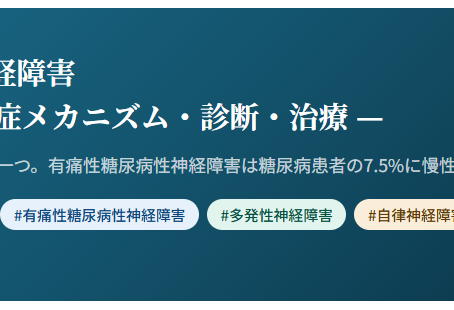 神経障害性疼痛疼痛を科学する１９～糖尿病性神経障害— 分類・発症メカニズム・診断・治療 —