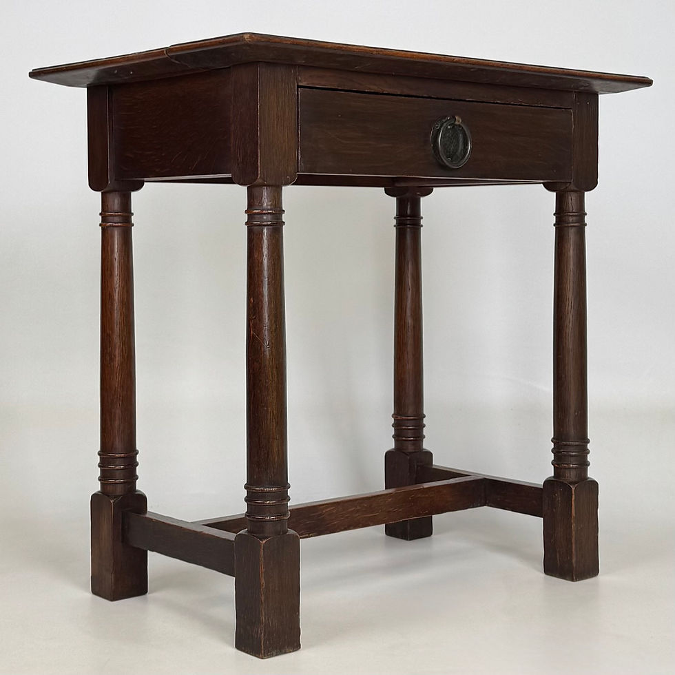 Thumbnail: Antique 20th Century Art Nouveau Style Side Table In Oak ( AF-5634 )