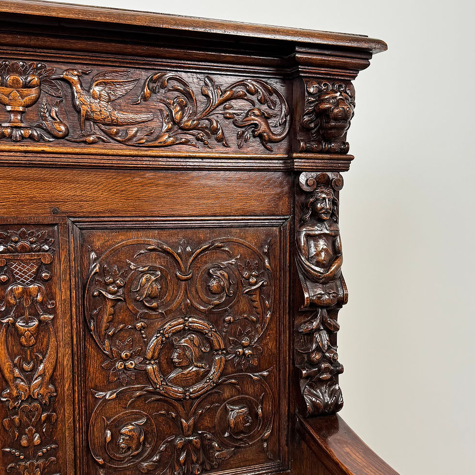 Thumbnail: Antique 19th Century Finest Quality Carved Oak Settle ( REF AF-4224 )