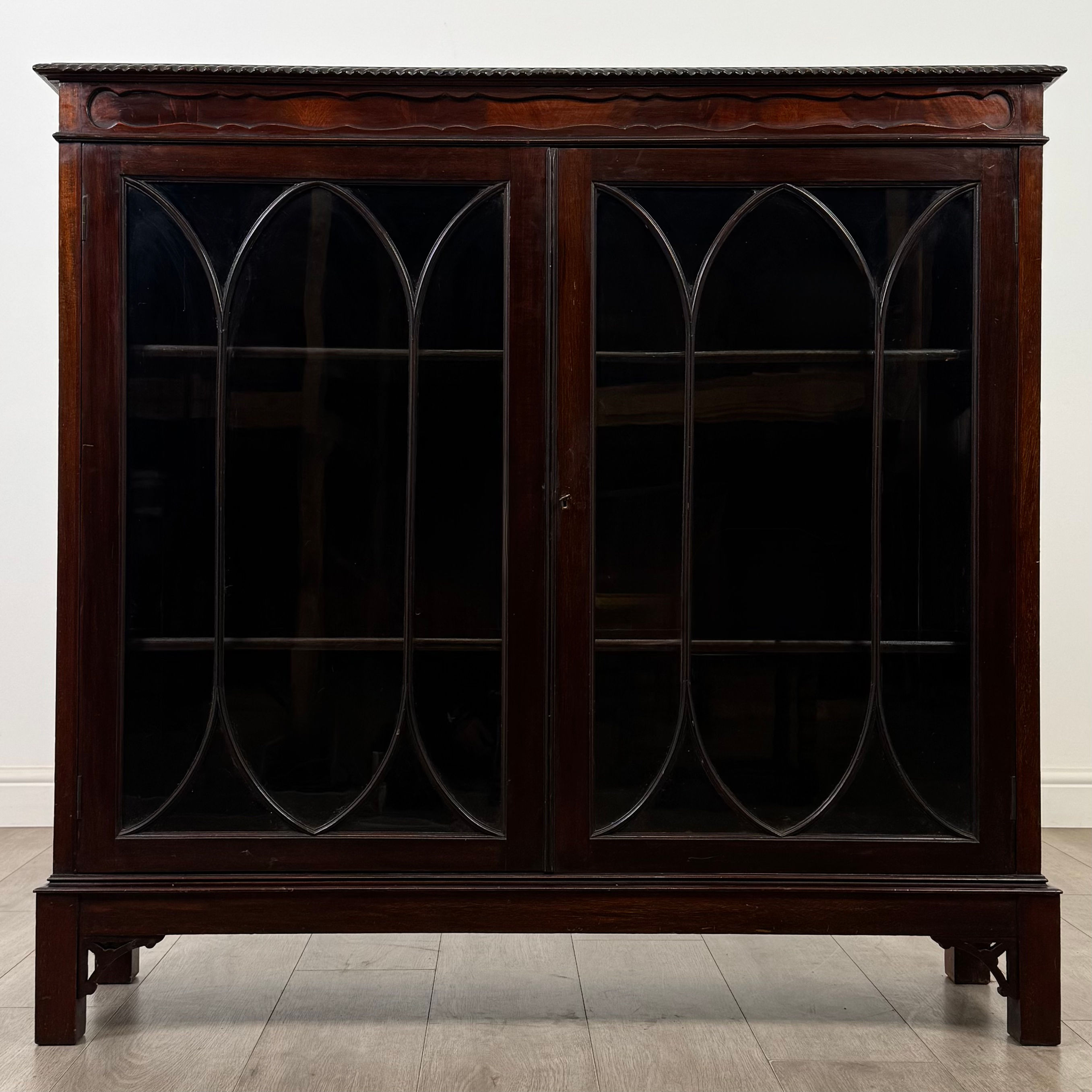 Antique 20th Century Edwardian Mahogany Display Cabinet ( AF-5763 )