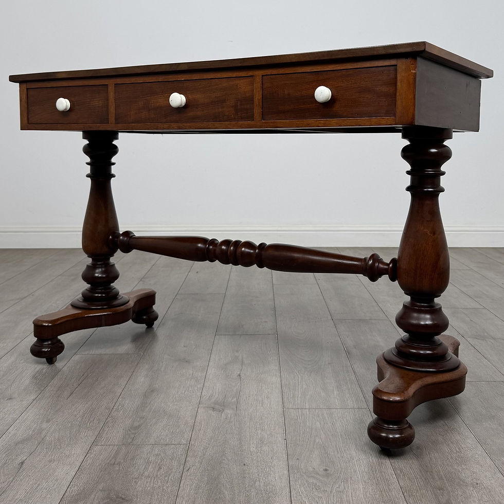 Thumbnail: Antique Victorian Mahogany Writing Table | Turned Stretcher | AF-6733