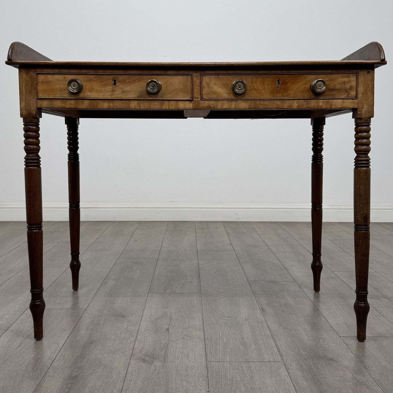 Antique Georgian Mahogany Writing Table | Turned Legs | AF-6616